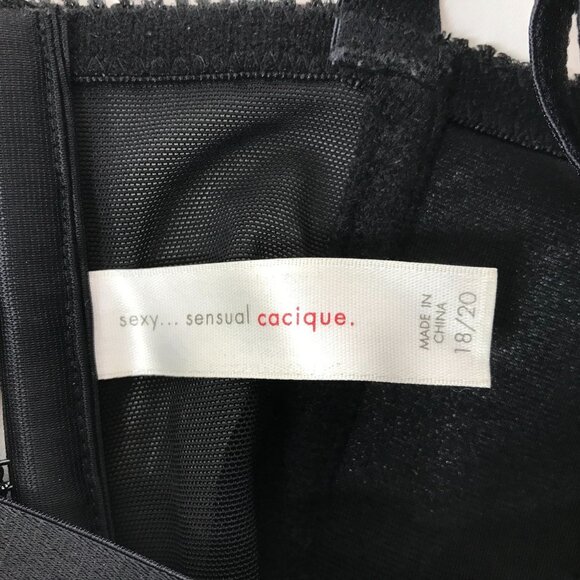 CACIQUE - WOMEN'S 18/20 - BLACK LACE-UP HOOK & EYE CORSET - Picture 6 of 6